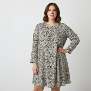 Women's Plus Size Long Sleeve Mid Length Dress Leopard Print Size 1X